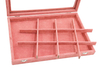 Custom Clear Lid Velvet 24 Grid Jewelry Tray Stackable Display Showcase Lockable Organizer Box For Earring,Ring,Necklace