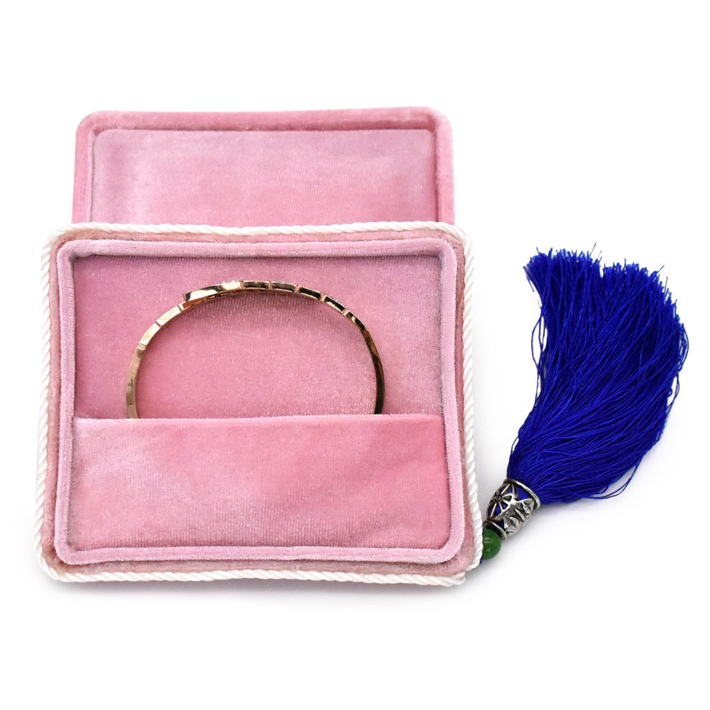 Custom Logo Color Blue Velvet Suede Jewelry Box Luxury Bangle Bracelet Necklace Box Jewellery Packaging Display Box Holder