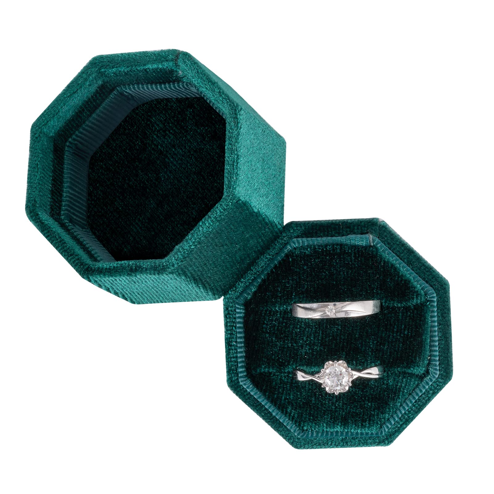 Luxury Vintage Velvet Octagonal Ring Box Custom Logo Suede Wedding Ring Earring Necklace Jewelry Packaging Box