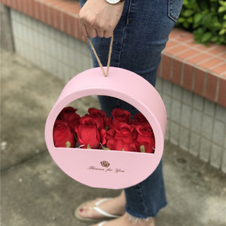 New Arrival Simple Creative Portable Round Soap Flower Storage Packaging Box with Transparent Window And Handle