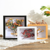 New Hollow Stereoscopic Wooden Frame Shadow Shape Eternal Rose Flower Preservation Display Box with Clear Window