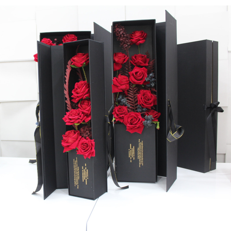 New Rectangular Paper Flip Lid Valentine's Day Rose Flower Bouquet Gift Packaging Box for Florists Wholesale