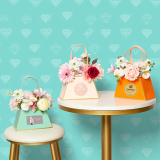New Arrival Custom Design Hand Held Folding Paper Floral Flower Arrangement Packaging Carrier Bag Wholesale