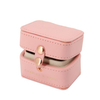 Luxury Mini Pink PU Leather Wedding Ring Earring Zipper Travel Small Jewelry Gift Packaging Box Wholesale