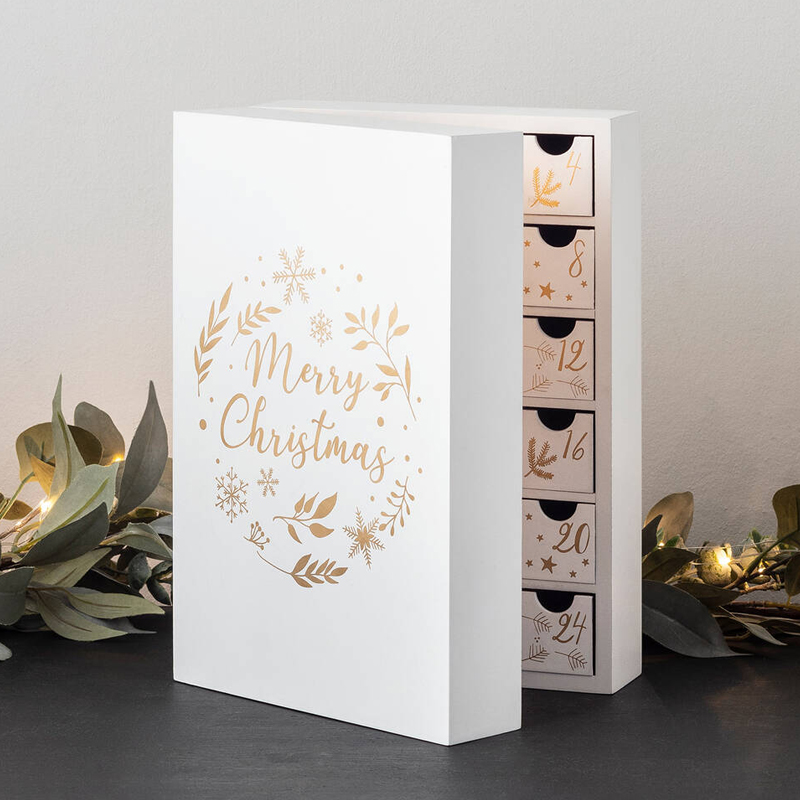 Wholesale Recycled Cardboard Christmas Gift Packaging Ramadan Advent Calendar Box Drawer Tree Custom Advent Calendar Box