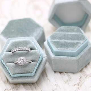 Custom Jewelry Packaging Gift Color Velvet Double Hexagon Ring Box Handmade Lovely Color Ring Box Engagement Velvet Ring Box