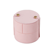 Custom Round Pu Leather Double Layer Rotating Ring Earring Necklace Jewelry Packaging Box Rotating Gift Storage Box for Women