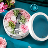 Creative Round PU Leather Transparent Window Valentine's Day Immortal Rose Flowers Lipstick Gift Box Wholesale