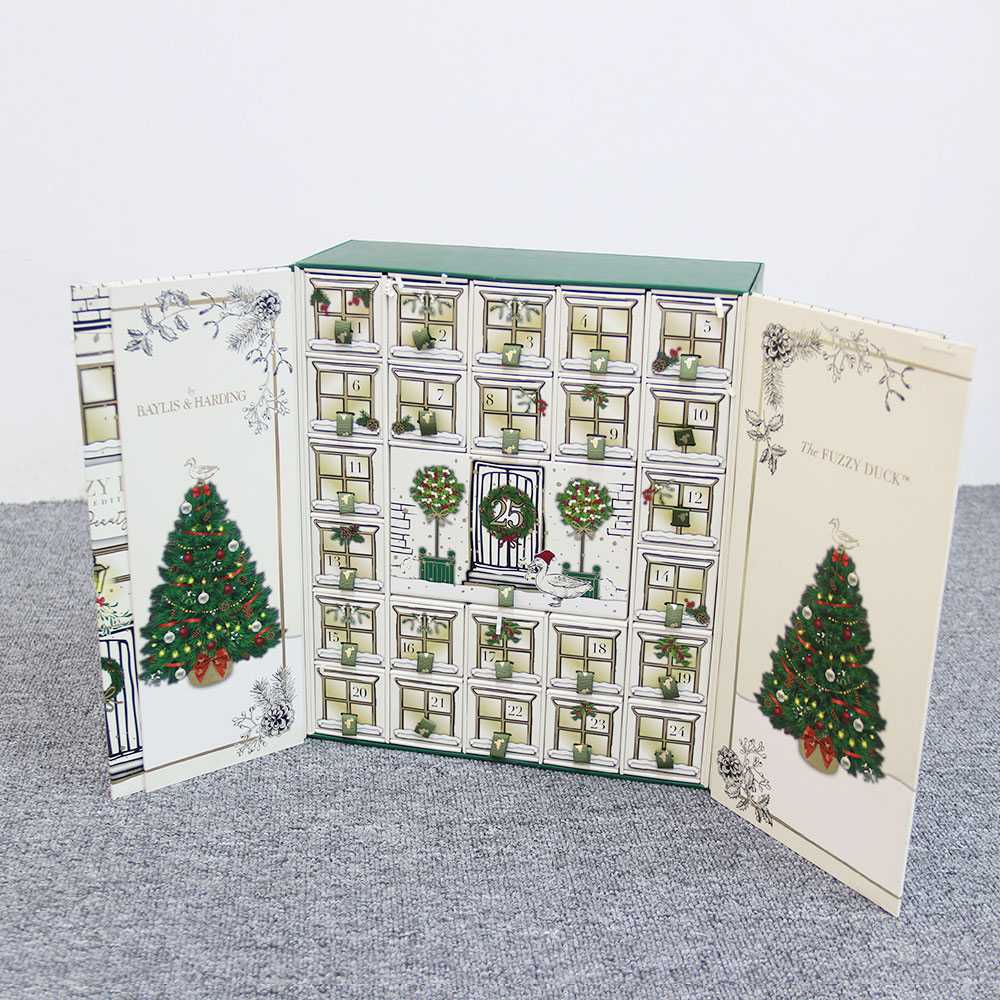 Luxury Christmas Advent Calendar Paper Cosmetic Organizer Storage Packaging Box Magnetic Closure Drawer Gift Boxes for Sale