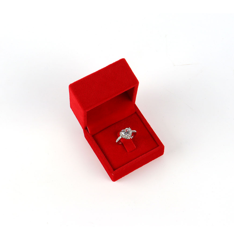 Custom Premium Hard Fliptop Velvet Jewelry Ring Box Jewellery Boxes Packaging with Hinge for Wedding Ceremony
