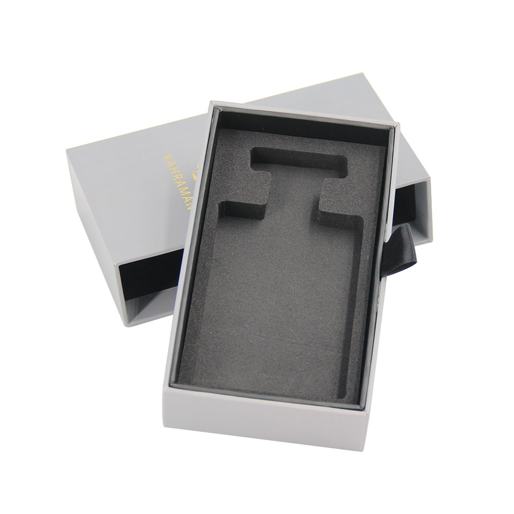 Luxury Custom Gold Logo Paper Cardboard Grey Perfume Bottle Cosmetic Gift Packaging Box with Foam Insert