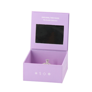Custom Logo Small Foldable Paper Travel Jewelry Case Storage Organizer Ring Earring Necklace Jewelry Packaging Box with Mirror