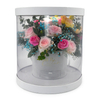 Custom Logo Large Transparent Plastic Round Cylinder Paper Rose Flower Packaging Gift Box with Drawer for Wedding Chocolate