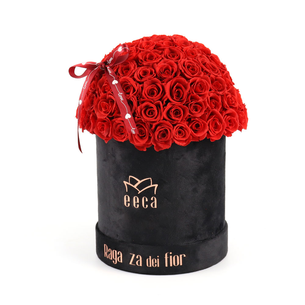 Wholesale Round Cylinder Paper Flower Box Velvet Packaging for Mushroom Rose Wedding Flower Bouquet Box Gift