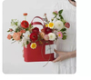New Oval Leather Holding Bucket Christmas Flower Gift Box Round Portable Leather Basket Flower Arrangement Bucket Hand Gift Bag