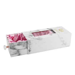 Luxury Marble Printing Custom Logo Drawer Style Paper Cardboard Hair Extension Packaging Box for Wig Wholesale