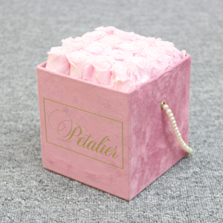 Luxury Square Suede Velvet Rose Flower Bouquet Arrangement Gift Packaging Box for Valentine's Day