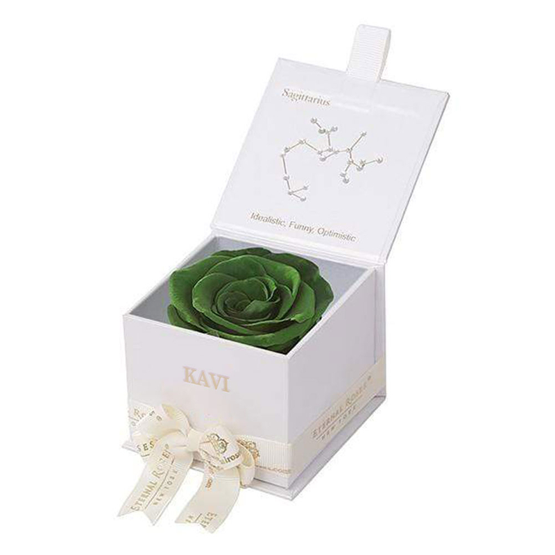 Small Custom Logo Square Paper Folding Magnetic Closure Flip Lid Single Preserved Eternal Rose Flower Gift Packaging Box