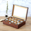 Custom Logo Wooden Velvet Jewelry Display Case Magnetic Creative Wood 24 Slots Watch Storage Box with Clear Window Metal Lock