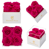 Custom Rigid Cardboard Square Luxury Hat Dried Rose Flower Bouquet Packaging Gift Box With Clear Lid
