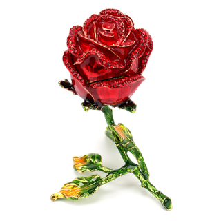 Metal Oil Drop Color Inlaid Diamond Rose Ornament Creative Valentine's Day Rosa Proposal Ring Jewelry Box Handicraft Gift
