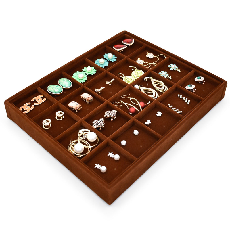 New Arrival Square Velvet Ring Earring Necklace Bracelet Jewelry Display Box for Velvet Stackable Jewelry Storage Organizer Tray