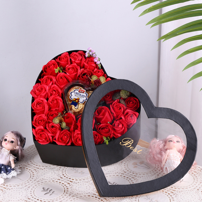 Heart Shaped Gift Box Pvc Window Opening Transparent Gift Box Wedding Ceremony Gift Packaging Box