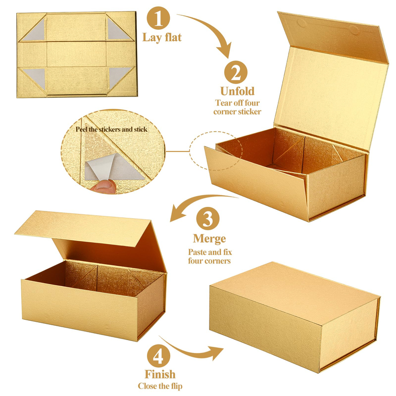 32L*24W*9Hcm In-stock Collapsible & Rigid Magnetic Lid Storage Boxes with Magnetic Closure Orange Color