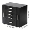 Wholesale Custom High Quality Pu Leather Black 5 Tiers Travel Jewelry Organizer Storage Box With Drawers
