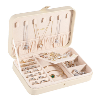 Korean Fashion Small Travel Jewelry Box for Women Girls Rings Earrings Necklace Holder Organizer Jewellery Storage Display Case