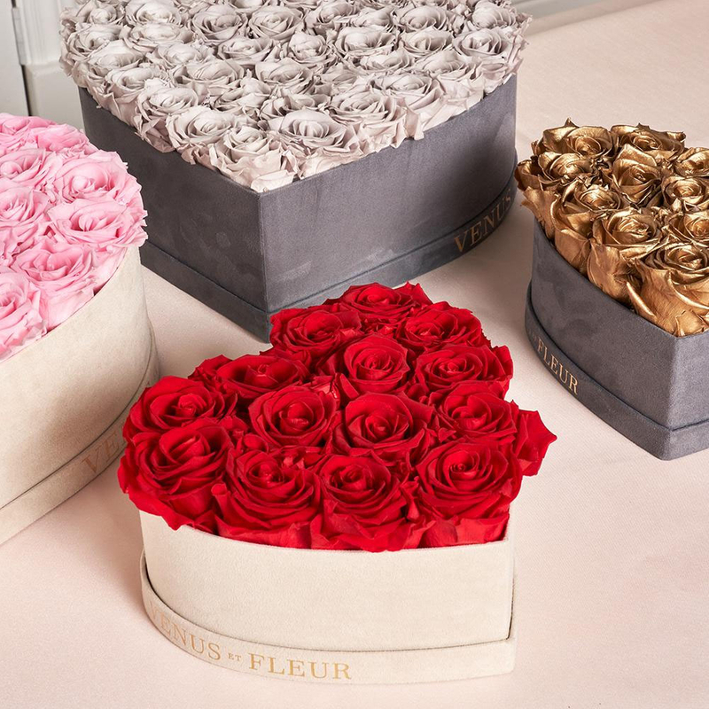 Custom Heart Shaped Unique Love Rose Gold New Fresh Bouquet Flower Eco Friendly Corrugated Paper Boxes For Luxury Gift Packaging
