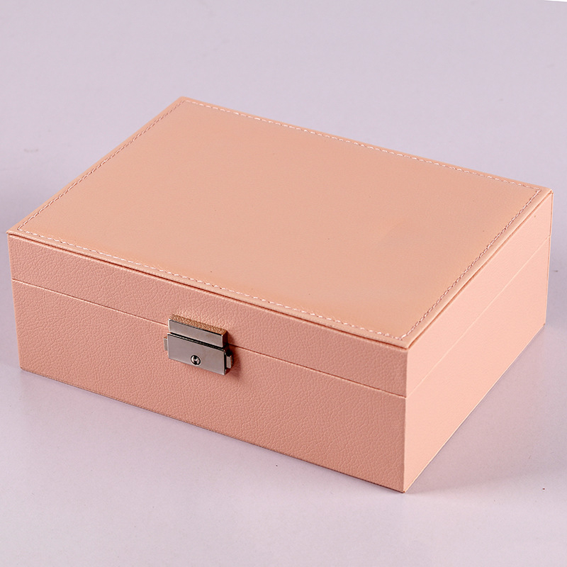 High-end Lockable Leather Rings Earrings Dustproof Portable Travel Jewelry Storage Box Large Capacity Display Box
