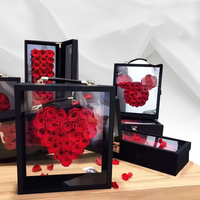 New Product Release Satin Acrylic Valentine's Day Flower Rose Gift Packaging Empty Box Hand-held Wine Gift Box