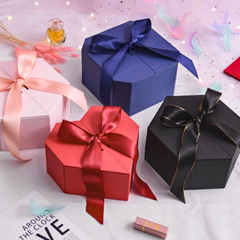  Pink Gift Box with Cover Ribbon for Valentine's Day Wedding Cardboard Christmas Cosmetics Package Skincare Lipstick Paper Box 