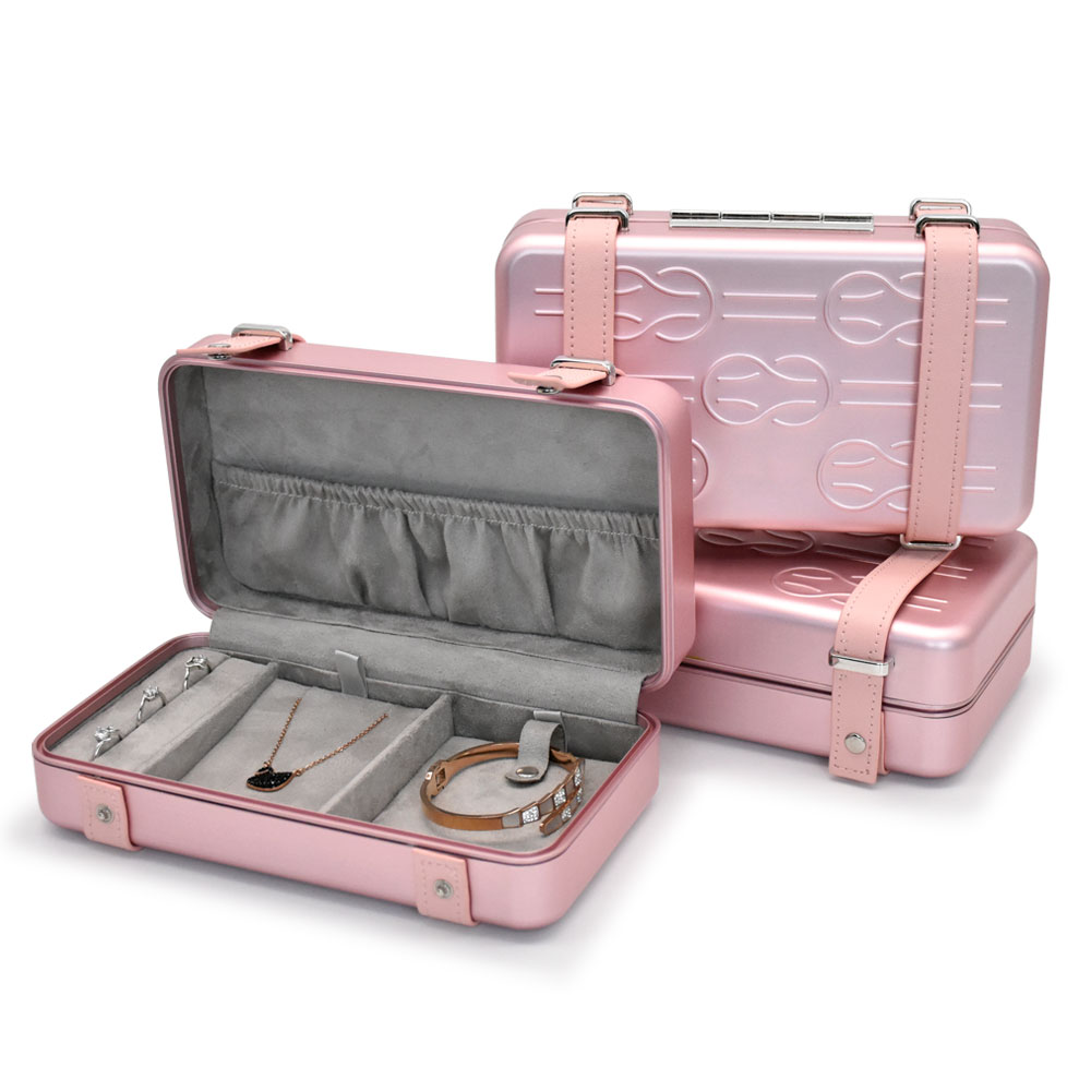 New Arrival Luxury Large Acrylic Jewellery Storage Case Big Size Mirror Pu Leather Suitcase Jewelry Organizer Box with Handle