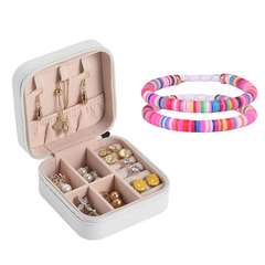 Women Girls Small Jewelry Case Pu Leather Square Travel Organizador Velvet Jewelry Storage Box With Logo