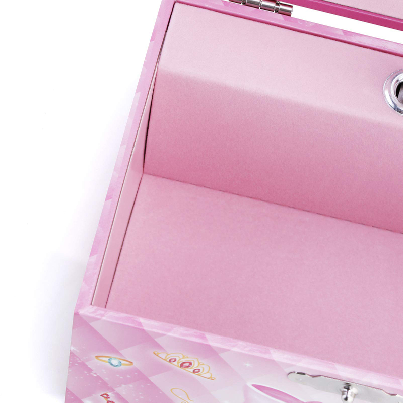 Girl's Musical Jewelry Storage Box With Spinning Unicorn Glitter Rainbow And Stars Design Jewelry Box