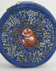 Soft Navy Velvet Round Jewelry Box Dormouse Embroidery Travel Ring Box Embroidery Flowers Zipper Necklace Earring Box