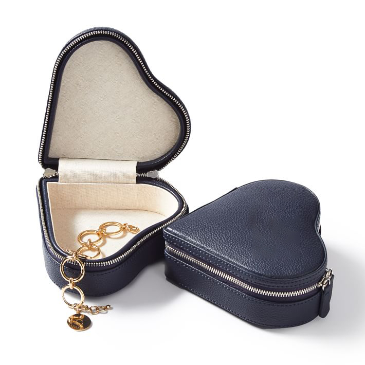 Custom Heart Makeup Organizer Faux Leather Storage Box Case Storage Ring Pu Leather Jewelry Gift Box