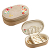 Women Embroidered Velvet Small Travel Jewelry Box Oval Shape Simple Storage Case For Rings Earrings Necklace Gift