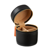 Customized Logo Portable Round PU Leather Watch Storage Case Zipper Watch Organizer Box With Pillow Insert