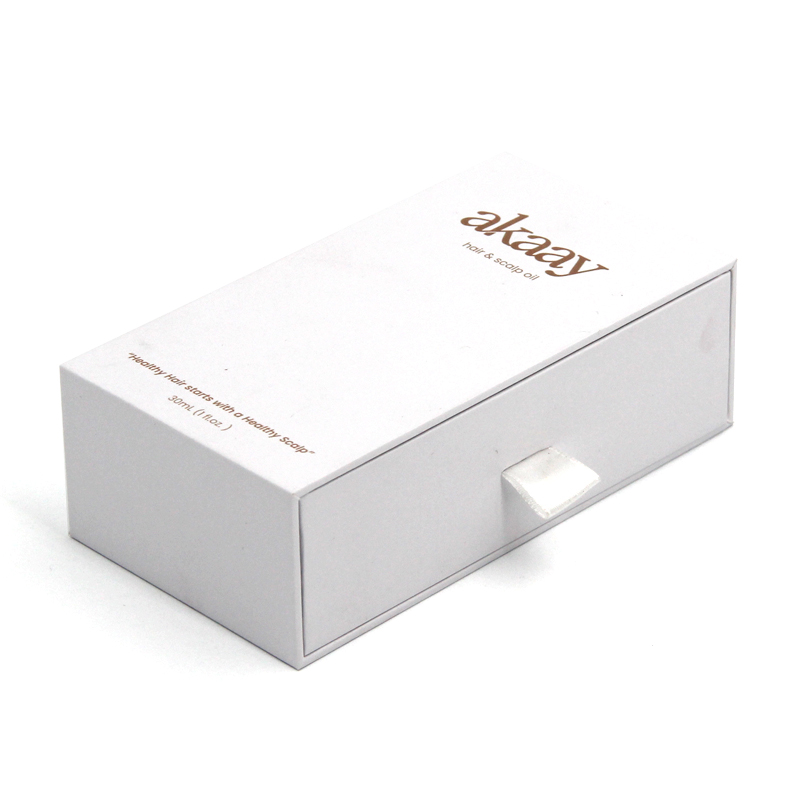 OEM Custom Logo Printing White Paper Drawer Style Cosmetic Box Cardboard Perfume Packaging Gift Box for Essential Oil Bottle
