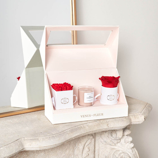 Custom White Paper Candle Packaging Box Single Round Preserved Roses Flower Soap Gift Packaging Box with Foam Insert