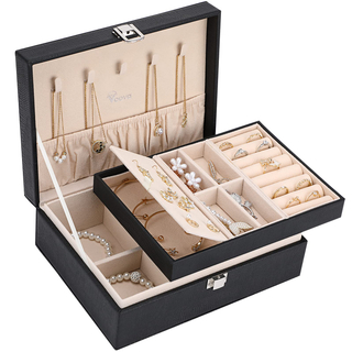 PU Leather Organizer Case Portable Jewellery Ring Earrings Necklace Bracelet Bangle Watch Jewelry Box