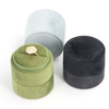 Manufacturer Spot Creative High End Round Korea Velvet Wedding Double Ring Display Box Single Ring Jewelry Storage Box With Logo