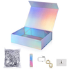 Wholesale Custom Sliver Holographic Packaging Box Gift Box Paper Magnet Folding Custom Boxes with Logo Packaging for Clothing
