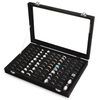 Professional Black 100 Slots Large Ring Display Tray With Cover Luxury Stackable Clear Jewelry Tray With Lid