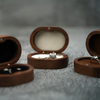 Luxury Oval Walnut Wood Ring Box Wedding Double Couple Ring Jewelry Box Gift Packaging