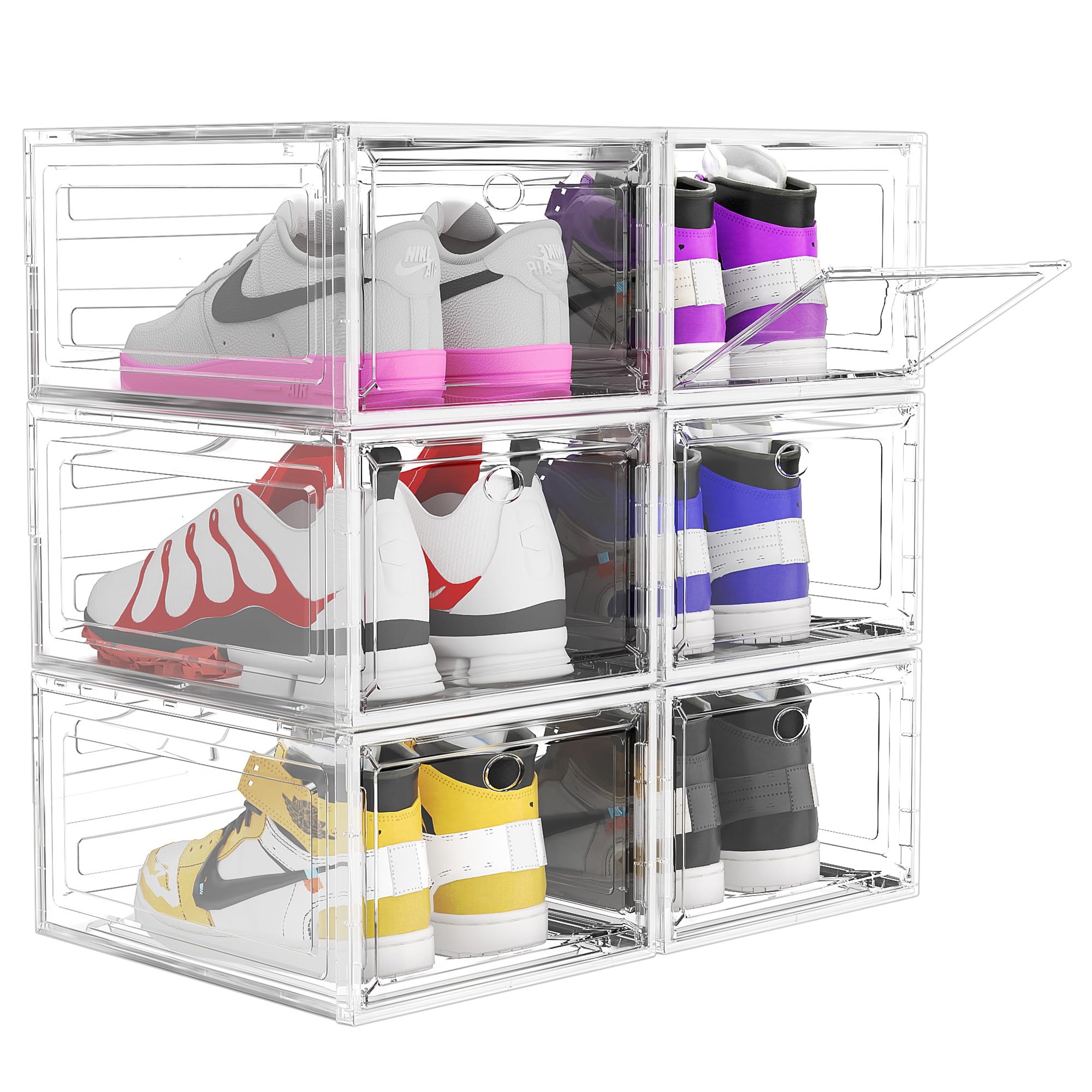 Foldable Shoes Sneaker Display Crate Organizer Container Storage Case Acrylic Clear Drop Front Plastic Shoe Box
