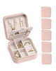 New Arrival PU Leather Joyero Pink Mini Portable Jewellery Necklace Earring Gift Case With Mirror Travel Jewelry Box Organizer